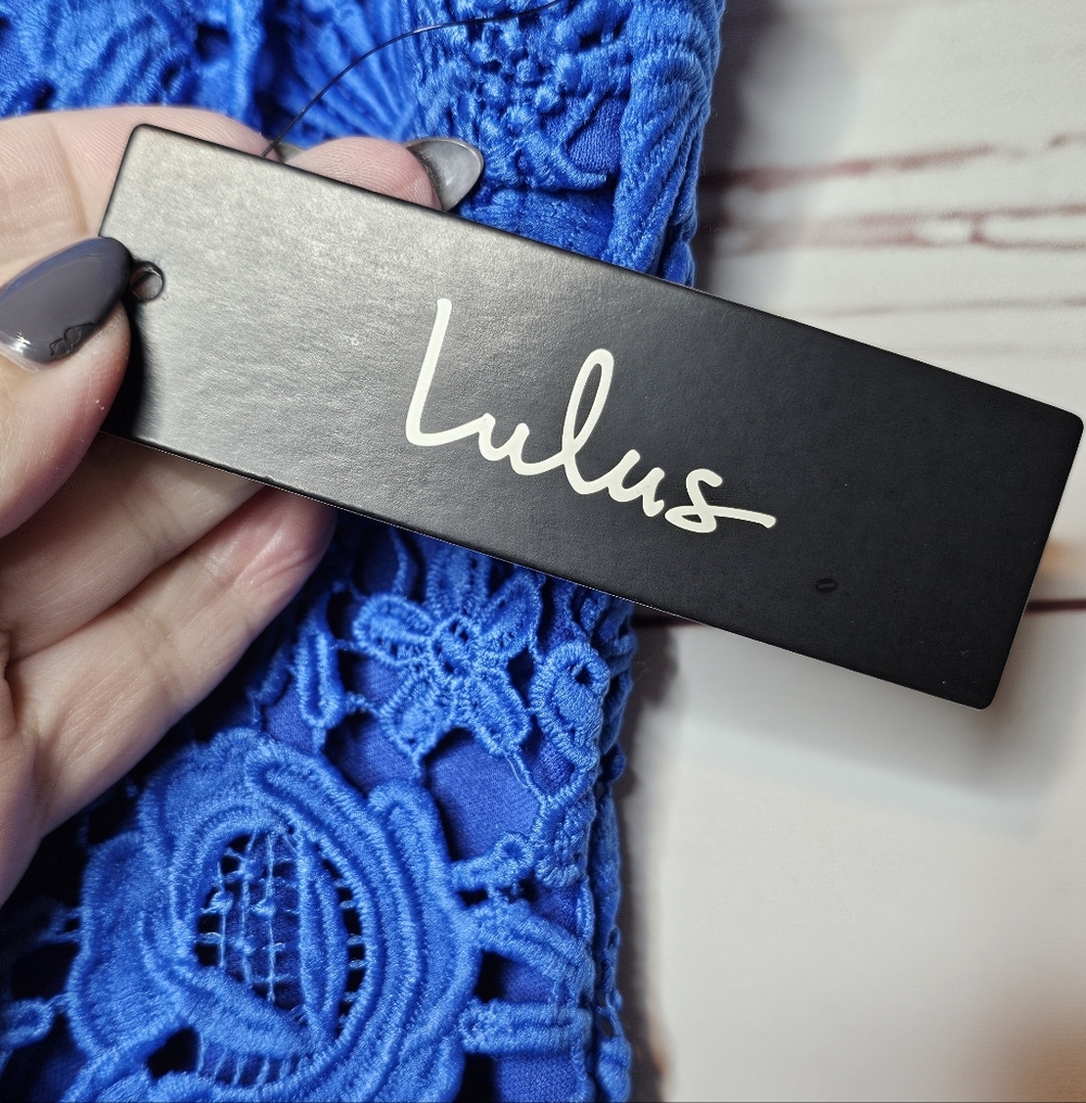Lulus Love Poem Blue Lace Sheath Dress - Picture 6 of 7